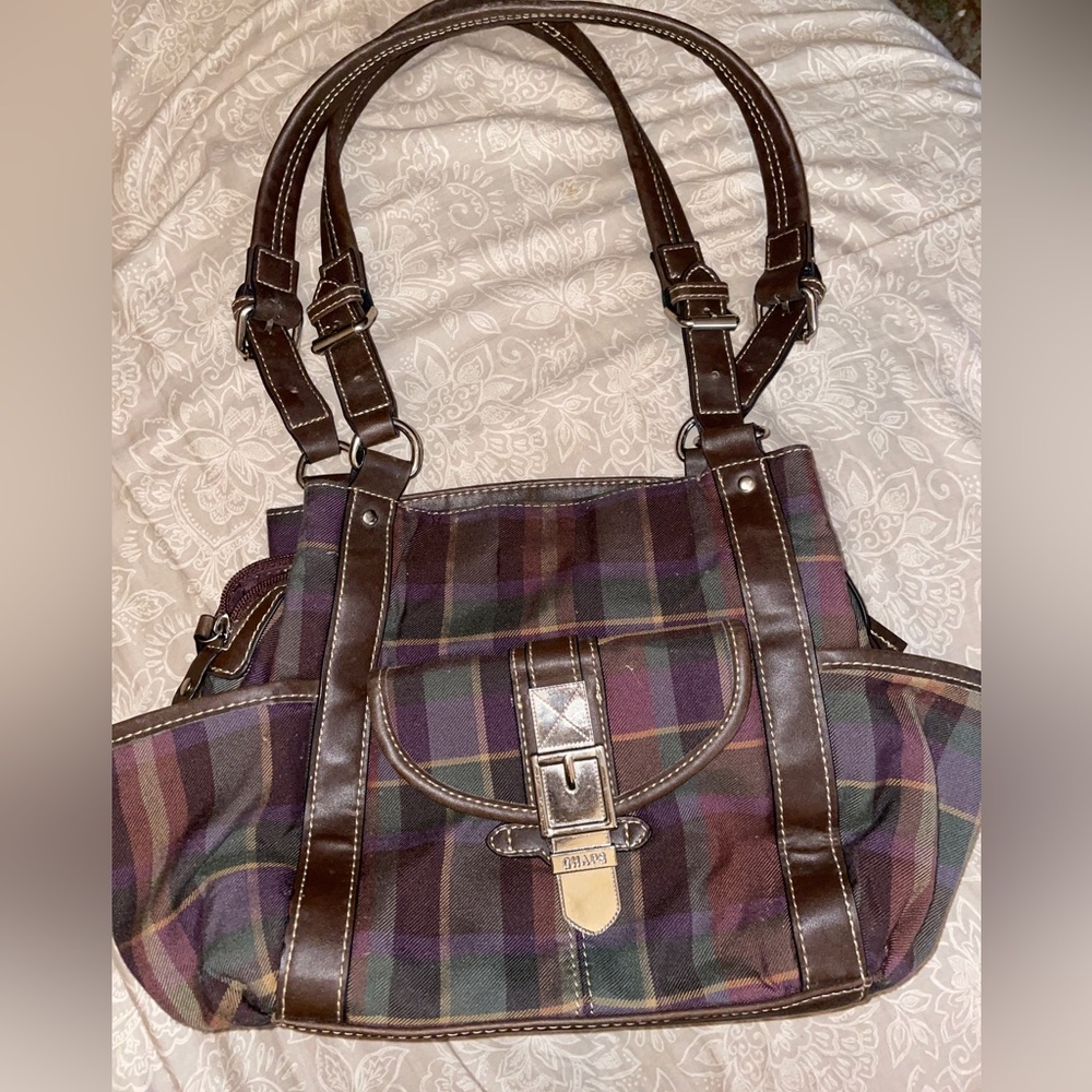 Chaps brown plaid purse